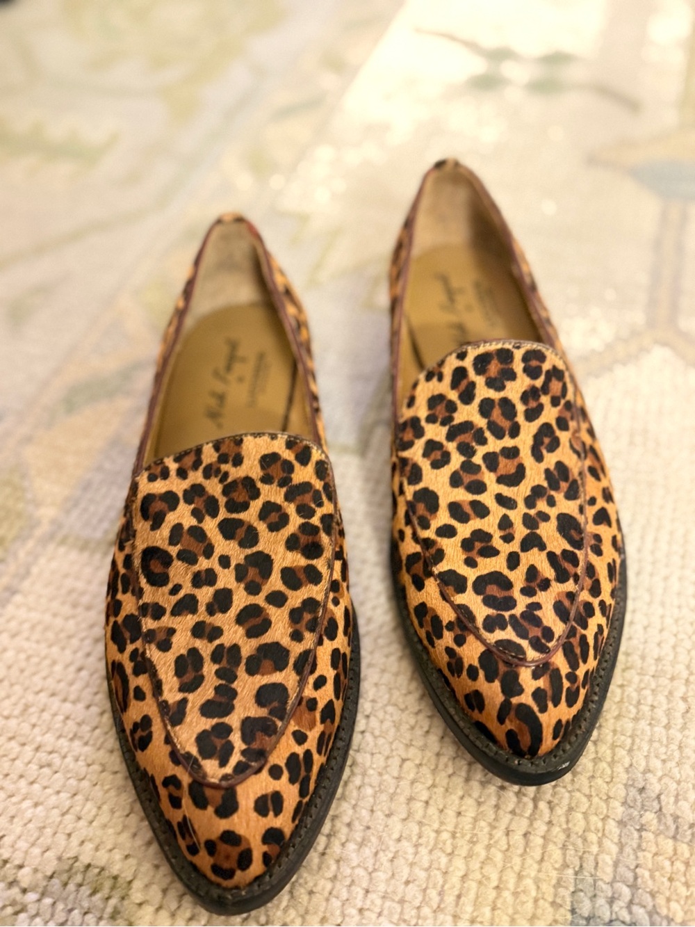 Lucchese Leopard Print Loafers in Tan and Black